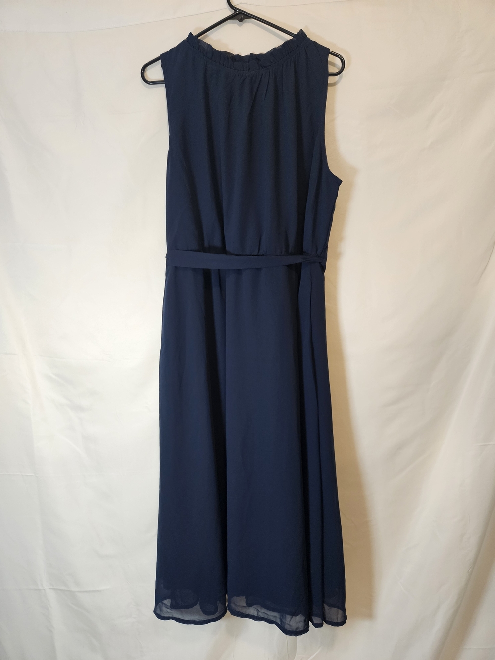BloomChic Navy Sleeveless Maxi Dress with Waist Sash